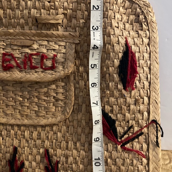 Handwoven Straw Bag with Red and Black Embroidery - Picture 12 of 15